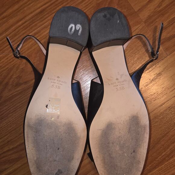 Kate Spade Black Bow Sling Back Heels - Women's 5.5 - Picture 5 of 5